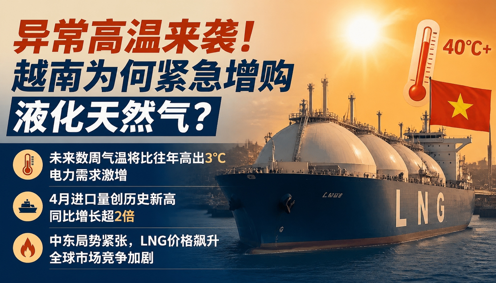 异常高温来袭,越南紧急增购液化天然气,能源市场波动加剧
